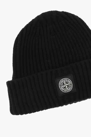 Wool Beanie with Logo Patch