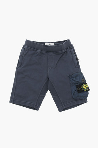 Shorts Cargo in Cotone Garzato con Logo