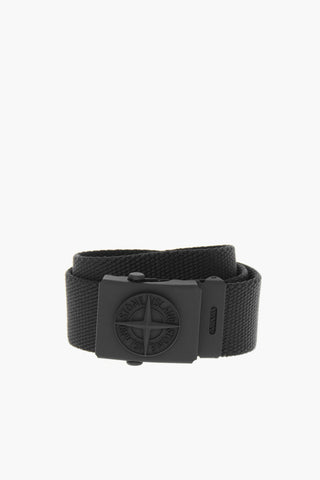 Cintura in Canvas con Logo in Rilievo