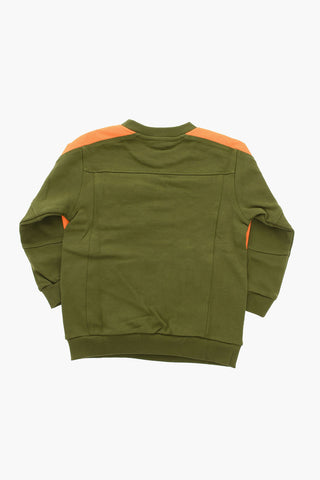 Brushed-cotton Crewneck Sweatshirt with Contrasting Bands