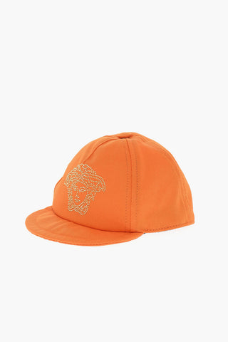 Cappello da Baseball in Drill di Cotone con Logo MEDUSA