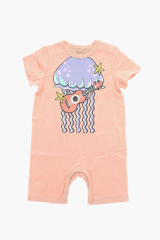 Short-sleeved Playsuit with Print