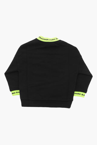 Brushed-cotton Mock Neck Sweatshirt with Lettering Logo