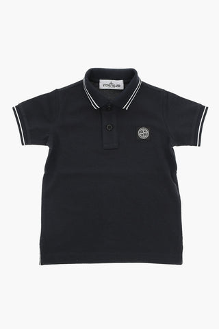 Cotton Polo T-shirt with Logo Patch