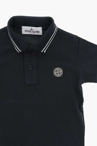 Cotton Polo T-shirt with Logo Patch