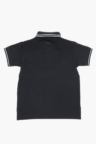 Cotton Polo T-shirt with Logo Patch