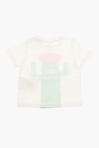 Crewneck T-shirt with Cactus Print