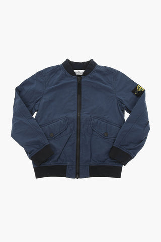 Nylon Bomber Jacket with Logo Patch