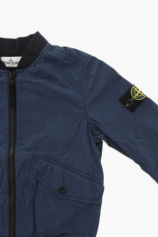 Nylon Bomber Jacket with Logo Patch