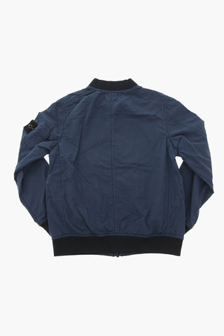 Nylon Bomber Jacket with Logo Patch