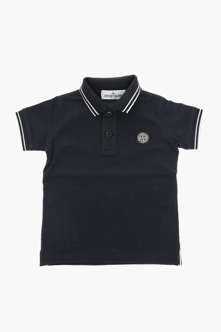 Cotton Polo T-shirt with Logo Patch