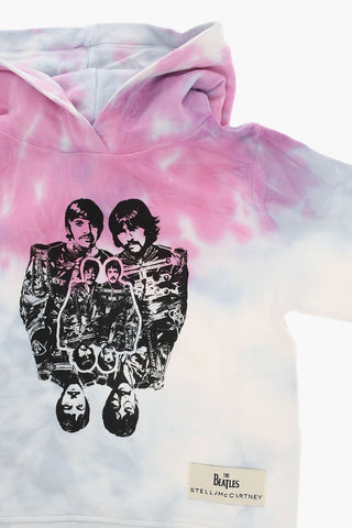 THE BEETLES Felpa Hoodie Tye-dye con Stampa Band