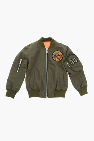 Padded Bomber Jacket with Logo Patch