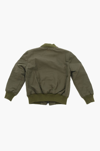 Padded Bomber Jacket with Logo Patch