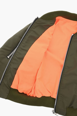 Padded Bomber Jacket with Logo Patch