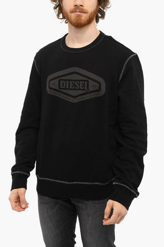 Brushed-cotton S-GINN Crew-neck Sweatshirt with Print