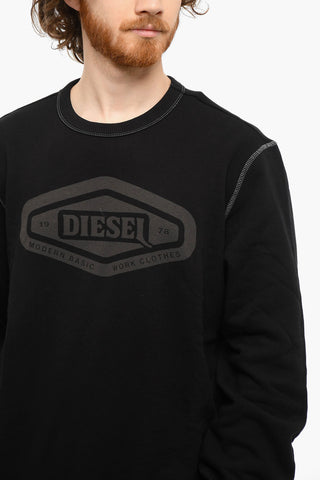 Brushed-cotton S-GINN Crew-neck Sweatshirt with Print