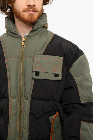 Hidden Hood Padded W-TYPE2 Puffer Jacket With Contrasting Seams