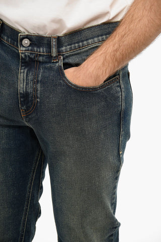 Vintage-effect Mid-washed Jeans with Slim Fit