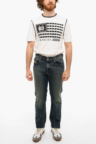 Vintage-effect Mid-washed Jeans with Slim Fit
