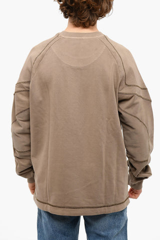 Crewneck S-RIBAL Brushed Cotton Sweatshirt With Constrasting Seams