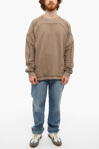 Crewneck S-RIBAL Brushed Cotton Sweatshirt With Constrasting Seams