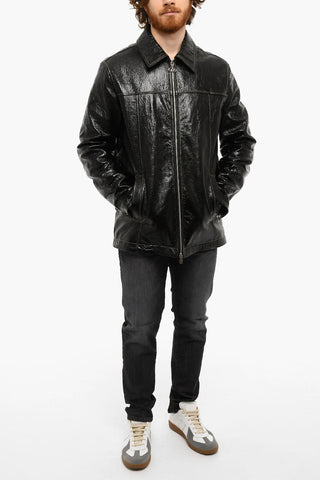 Wrinckled Effect L-STERLING Leather Jacket