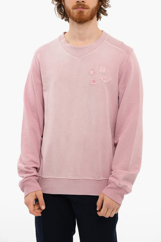 Crewneck Brushed Cotton S-MANNY-LS Sweatshirt With Patches