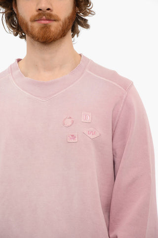 Crewneck Brushed Cotton S-MANNY-LS Sweatshirt With Patches