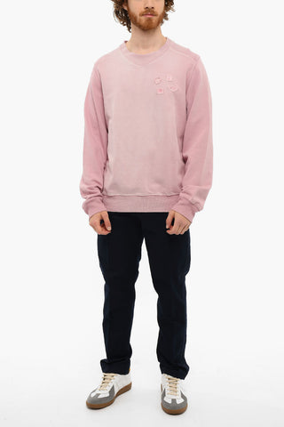 Crewneck Brushed Cotton S-MANNY-LS Sweatshirt With Patches
