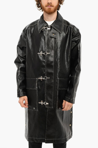 Faux-leather J-FIRE Parka with Contrasting Stitchings