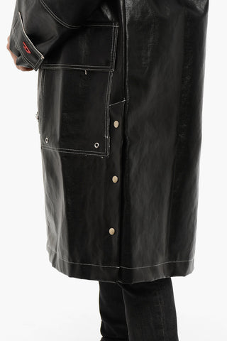 Faux-leather J-FIRE Parka with Contrasting Stitchings