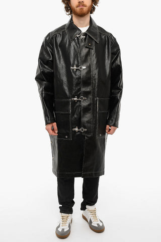 Faux-leather J-FIRE Parka with Contrasting Stitchings