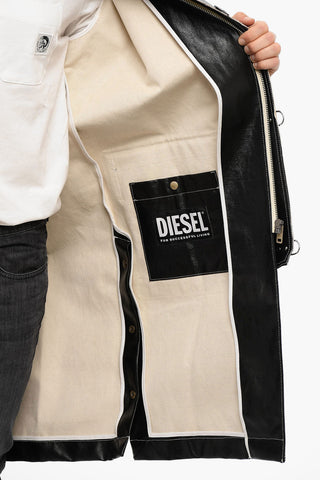 Faux-leather J-FIRE Parka with Contrasting Stitchings