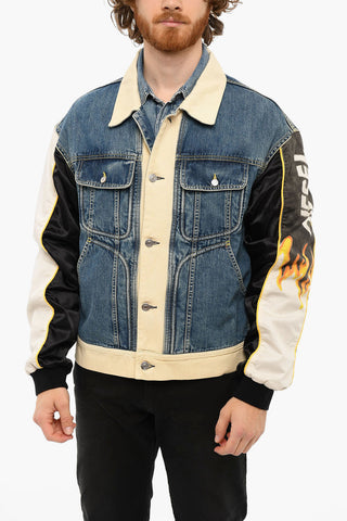 DIESEL X DIESEL Giubbotto UNISEX In Jeans DXD-2J1 Con Maniche Stampate Bomber