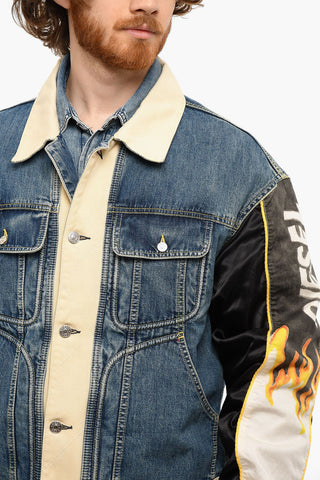DIESEL X DIESEL Giubbotto UNISEX In Jeans DXD-2J1 Con Maniche Stampate Bomber