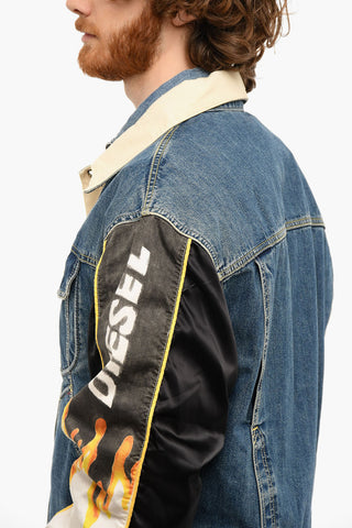 DIESEL X DIESEL Giubbotto UNISEX In Jeans DXD-2J1 Con Maniche Stampate Bomber