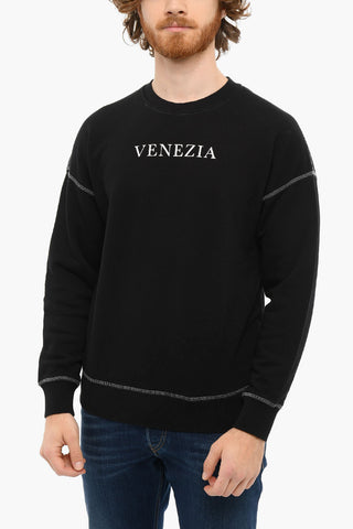 Brushed-cotton S-ROB Crewneck Sweatshirt with Print