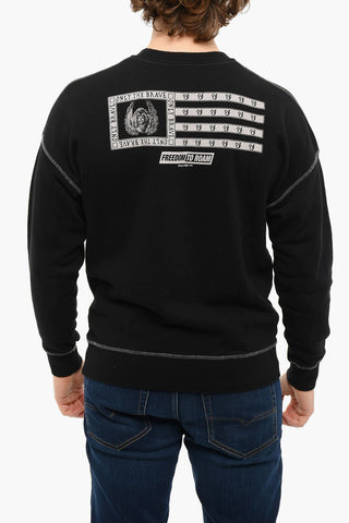 Brushed-cotton S-ROB Crewneck Sweatshirt with Print