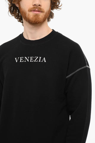 Brushed-cotton S-ROB Crewneck Sweatshirt with Print