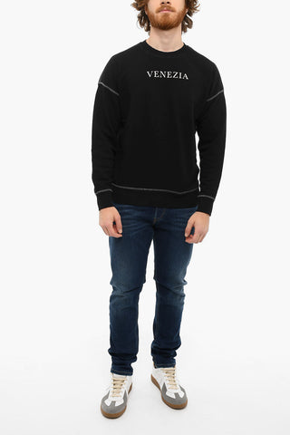 Brushed-cotton S-ROB Crewneck Sweatshirt with Print