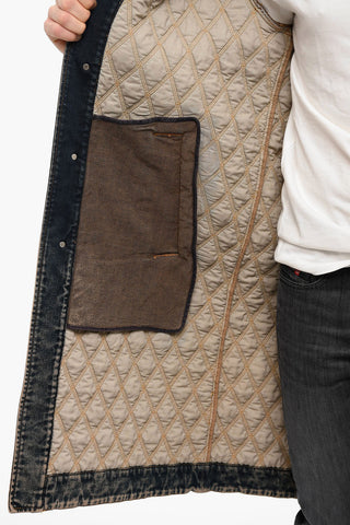 Vintage-effect D-ROKU Quilted Denim Coat