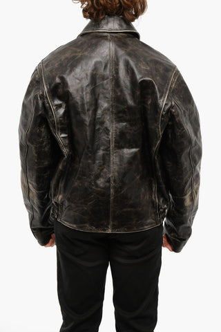Vintage effect L-MUDDY Leather Jacket