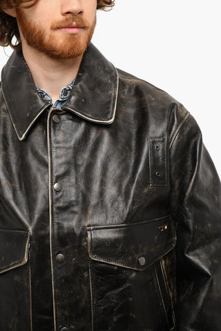 Vintage effect L-MUDDY Leather Jacket
