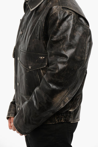 Vintage effect L-MUDDY Leather Jacket