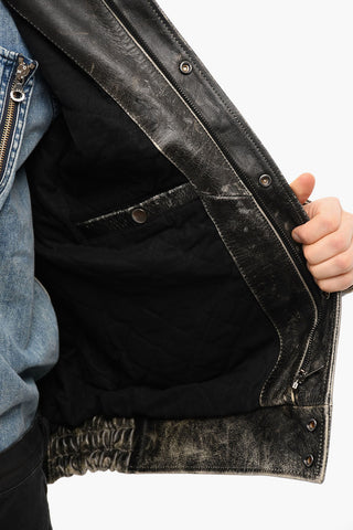 Vintage effect L-MUDDY Leather Jacket