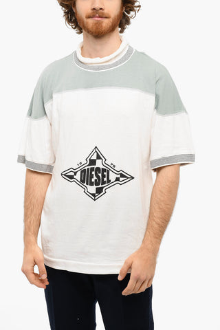 Logo Print T-OLLAR T-shirt With Constrasting Seams