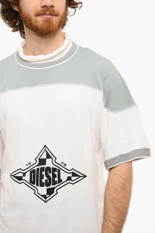 Logo Print T-OLLAR T-shirt With Constrasting Seams