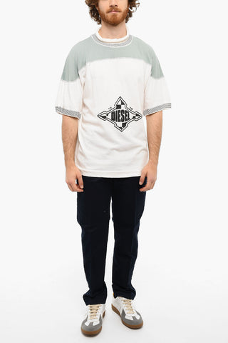 Logo Print T-OLLAR T-shirt With Constrasting Seams