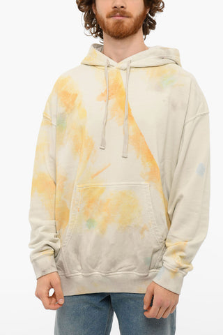 Brushed Cotton S-UMMERIB-C1 Hoodie Sweatshirt With Watercolor Effect Print
